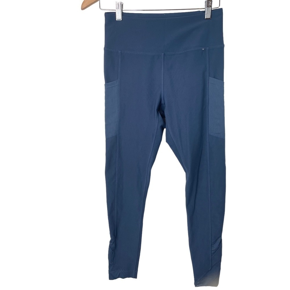 Mondetta Blue Polyester Blend Stretch Skinny Mesh Pockets Yoga Pants Size Small